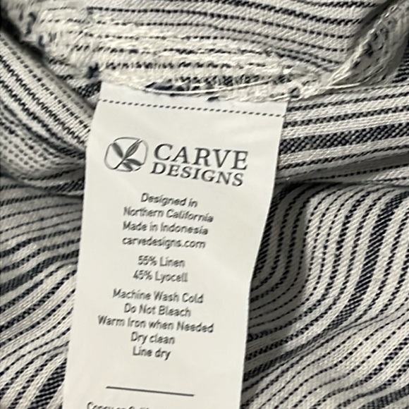 CARVE DESIGNS Blake Linen Pants Wide Leg Cropped Striped Women’s Small Pockets - Picture 8 of 8